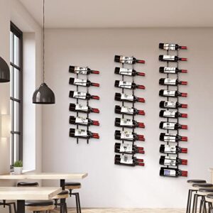 JKsmart Wine Rack Wall Mounted for 24 Bottles, Metal Adjustable Wall Wine Rack, Freely Spliceable Hanging Wine Holder for Kitchen Pantry Bar Wine Cellar,Black