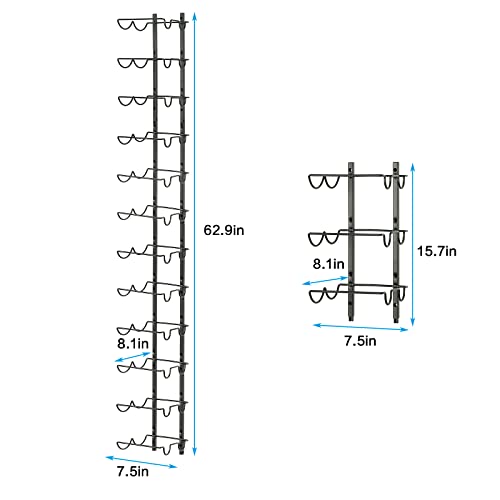 JKsmart Wine Rack Wall Mounted for 24 Bottles, Metal Adjustable Wall Wine Rack, Freely Spliceable Hanging Wine Holder for Kitchen Pantry Bar Wine Cellar,Black