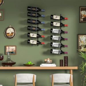 JKsmart Wine Rack Wall Mounted for 24 Bottles, Metal Adjustable Wall Wine Rack, Freely Spliceable Hanging Wine Holder for Kitchen Pantry Bar Wine Cellar,Black