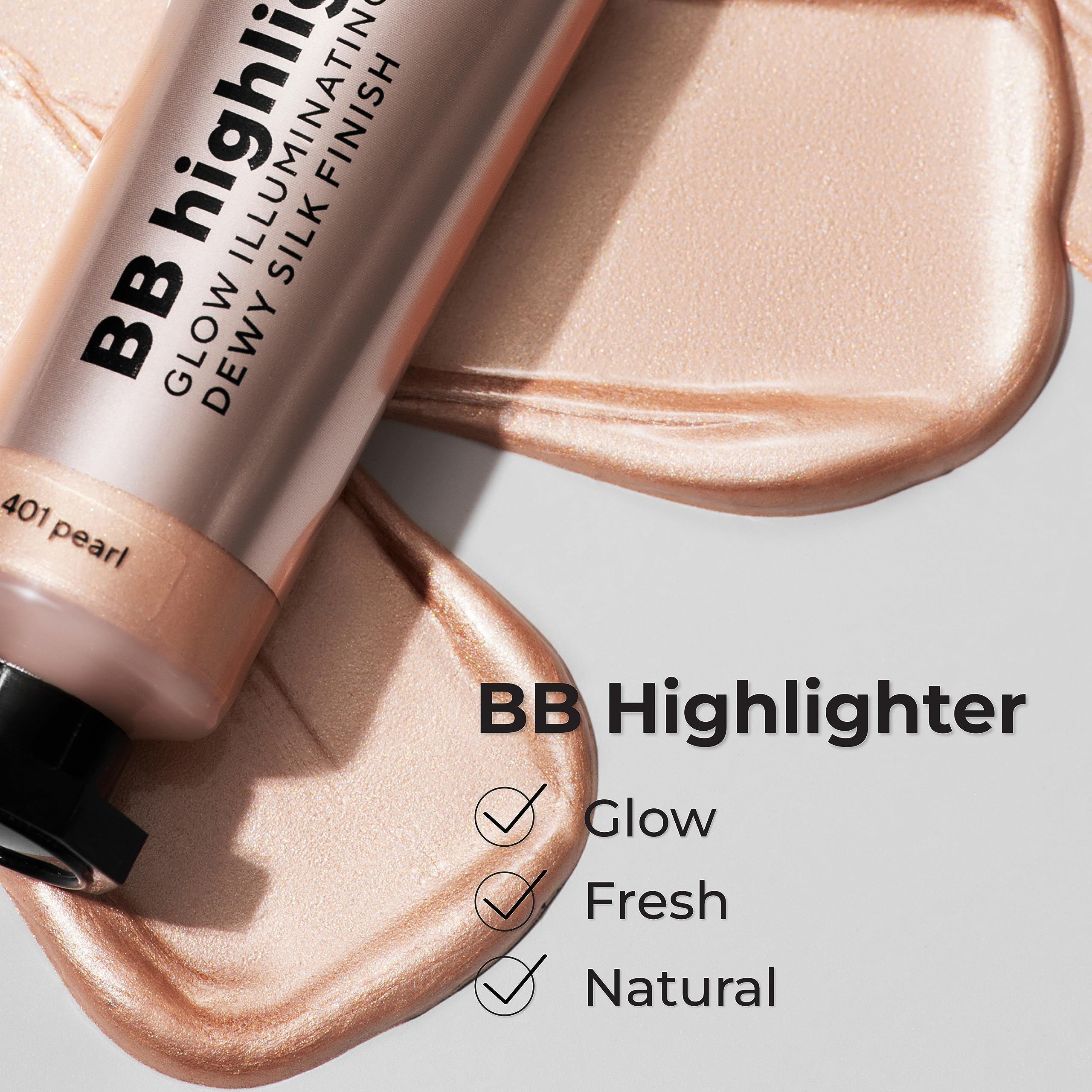 Lamel Dewy Cream BB Highlighter - Lightweight, Buildable and Luxuriously Glossy with Radiant, Natural-looking, Non-Greasy, Moisturizing, and Long-Lasting Formula for Flawless, Skin-Brightening - 401