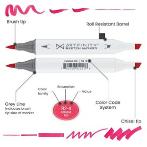 Artfinity Sketch Marker Sets - Vibrant, Professional, Dye-Based Alcohol Markers for Artists, Drawing, Students, Travel, & More! - [Primary Red - Set of 3]