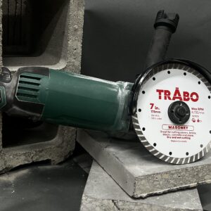 Trabo 7 Inch Masonry Turbo Rim Diamond Metal Bond Blade for Cutting Cement, Pavers, Concrete with Rebar, Natural Stone and More, with 7/8 Inch Arbor with 5/8 Inch Reducer Ring