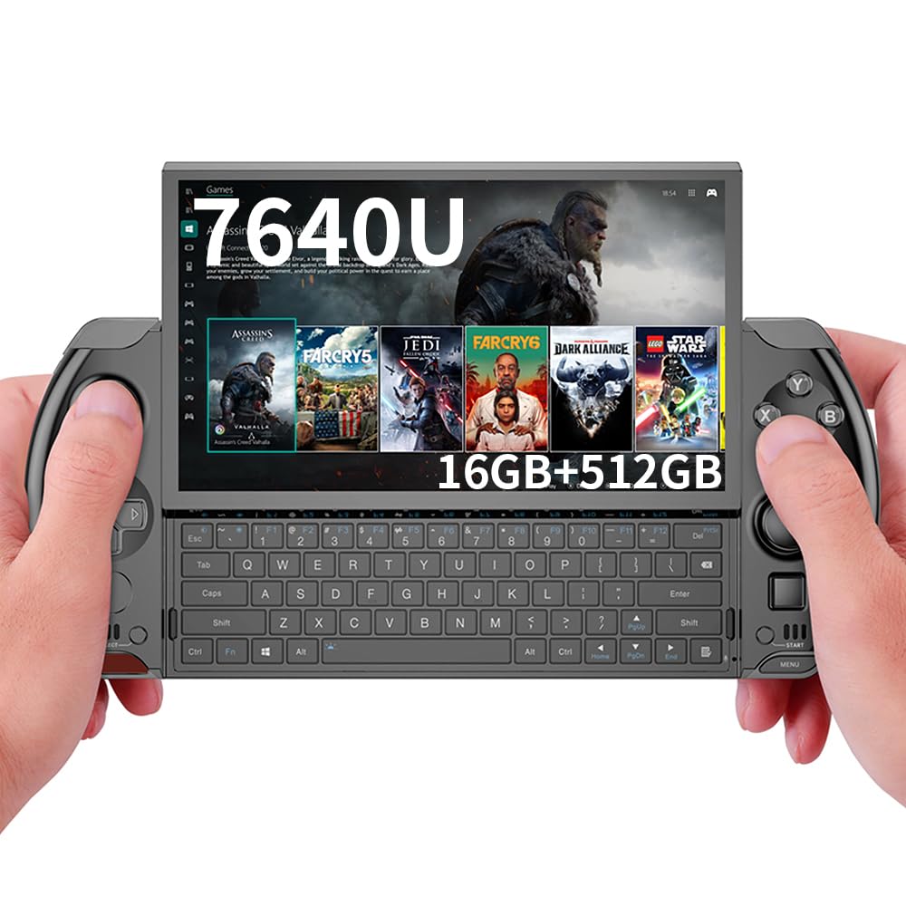 GPD Win 4 [AMD Ryzen 5 7640U] 6 Inches Mini Handheld Win 11 PC Game Console Gameplayer 1920X1080 TouchScreen Laptop Tablet PC (Black, 16GB+512B)