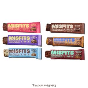 Misfits Vegan Protein Bar, Best Sellers Variety Pack, Plant Based Protein Bars, High Protein Snacks with 15g Per Bar, Low Sugar, Low Carb, High Fiber, Non GMO, 4 Flavor 12 Pack, 1.8oz Bars - Soft Protein Snack & Breakfast Bars