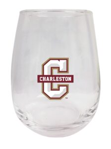 r and r imports college of charleston 15 oz stemless wine glass (2-pack) officially licensed collegiate product