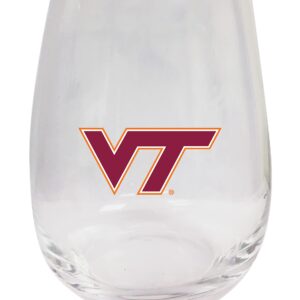 R and R Imports Virginia Tech Hokies 15 oz Stemless Wine Glass (2-Pack) (Single) Officially Licensed Collegiate Product