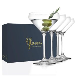 glaver's martini glasses set of 4 cocktail glasses, 10.5 ounce stemmed margarita glasses, for bar, martinis, cosmopolitan, gimlet, elegant packaging