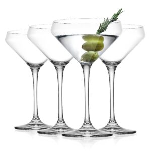 Glaver's Martini Glasses Set of 4 Cocktail Glasses, 10.5 Ounce Stemmed Margarita Glasses, for Bar, Martinis, Cosmopolitan, Gimlet, Elegant Packaging