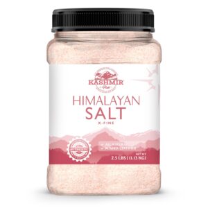 la salt co kashmir 2.5 lbs pink himalayan salt jar, x-fine | 100% pure, food grade with 84 trace minerals | kosher certified, vegan, non-gmo, & cruelty-free