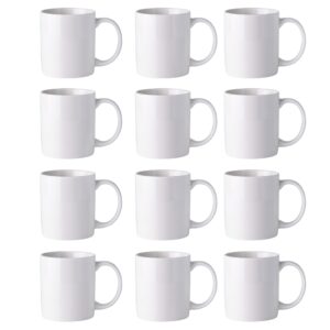 gbhome 12 oz off white coffee mugs, ceramic coffee mugs with large handle for man, woman, light weight coffee mugs set of 12 for latte/cappuccino/cocoa/milk, dishwasher & microwave safe