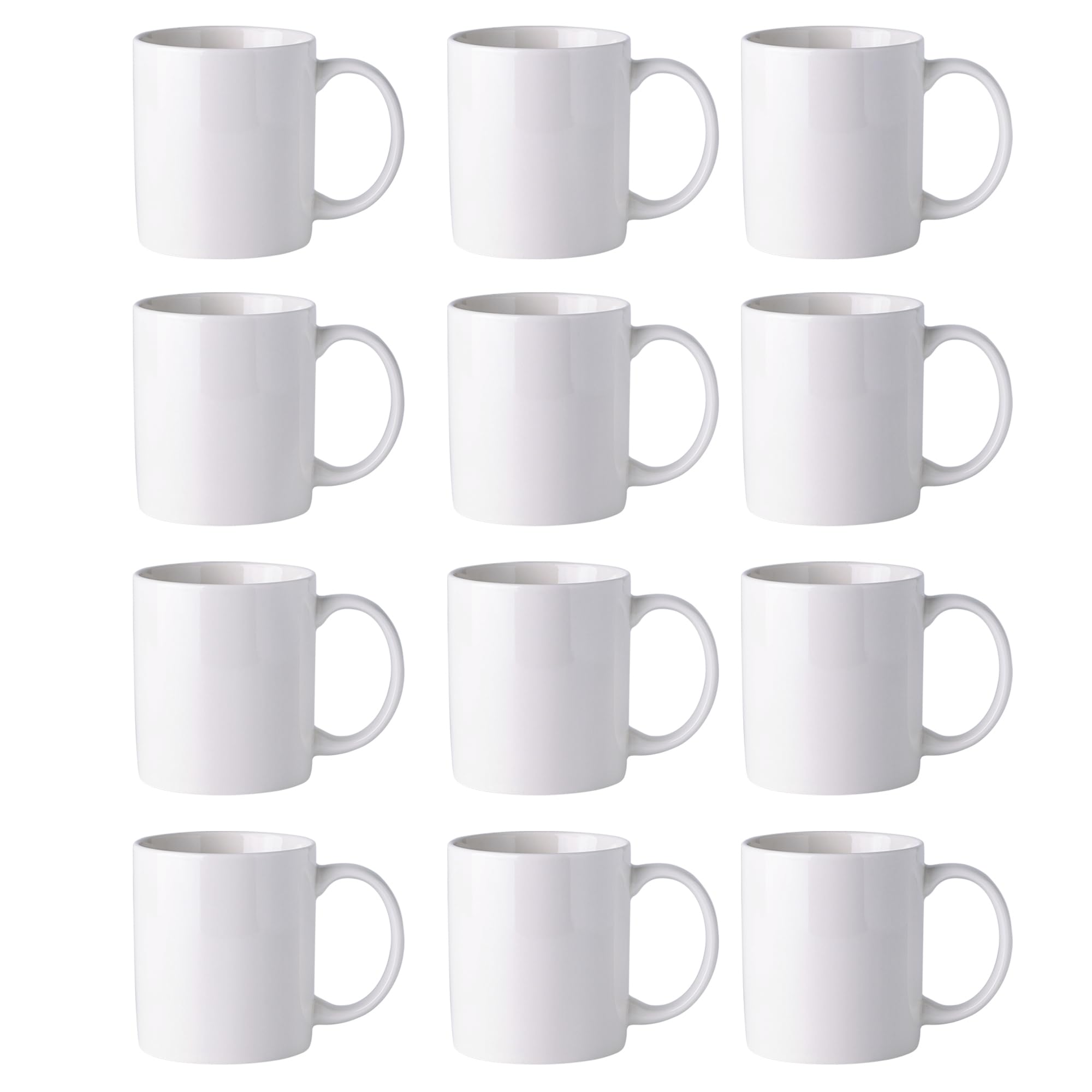 GBHOME 12 OZ Off White Coffee Mugs, Ceramic Coffee Mugs with Large Handle for Man, Woman, Light Weight Coffee Mugs Set of 12 for Latte/Cappuccino/Cocoa/Milk, Dishwasher & Microwave Safe