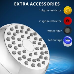 Nuodan High Pressure Shower Head - Powerful Bathroom Pressure Boosting Showerhead - Perfect Universal Replacement for Rain Shower Heads(Chrome)