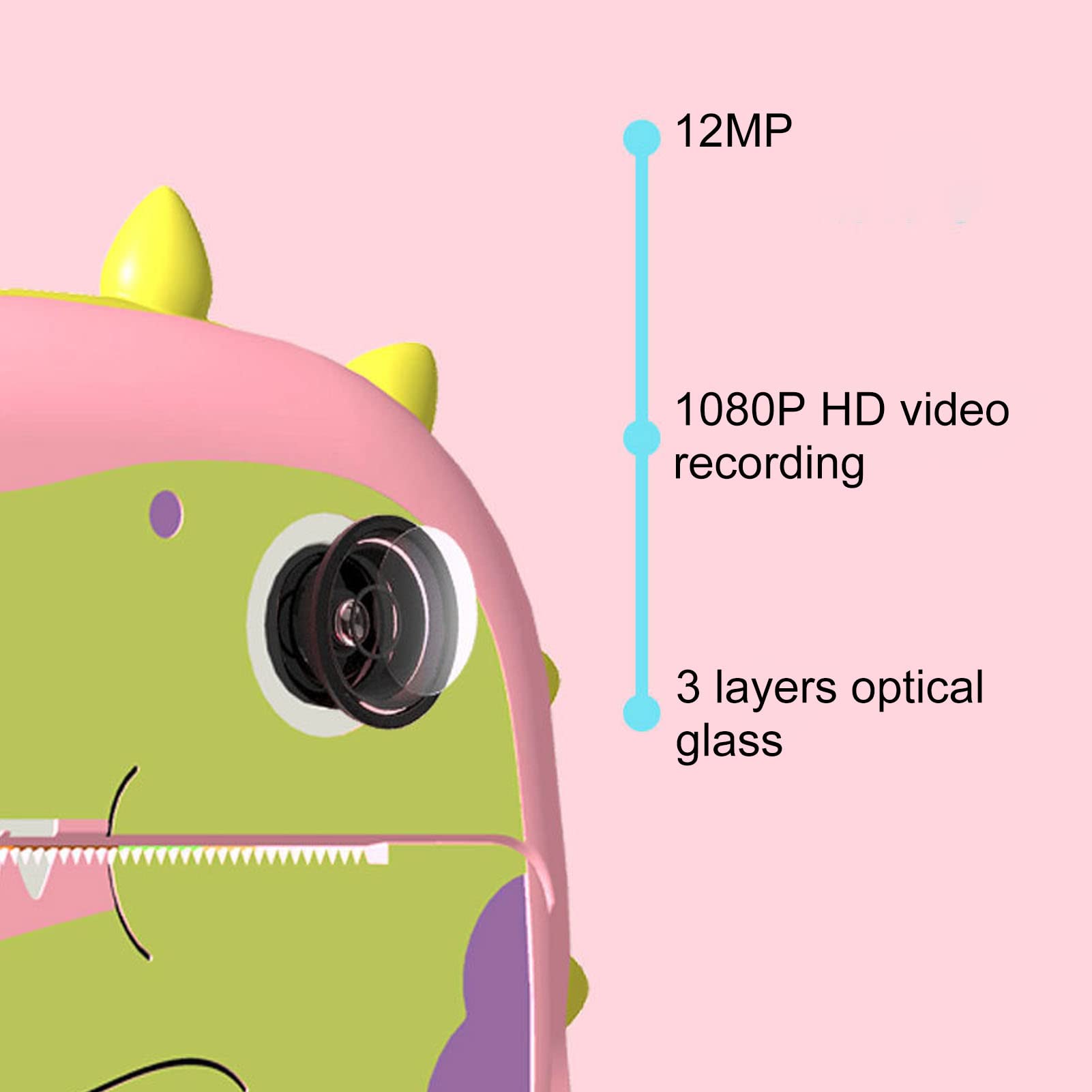 Kids Camera Instant Print, 12MP 8X Zoom Kids Digital Camera Kids Selfie Camera with Print Paper, Kids Video Camera Toddler Camera for Girls Boys Gifts (Pink)