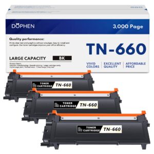 tn660 tn-660 high yield black toner cartridge 3-pack replacement for brother tn 660 tn630 tn-630 hl-l2340dw hl-l2360dw hl-l2380dw hl-l2300dw hl-l2320dw mfc-l2685dw mfc-l2700dw mfc-l2740dw printer