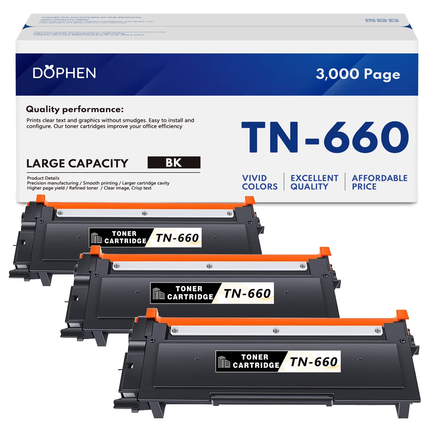 TN660 TN-660 High Yield Black Toner Cartridge 3-Pack Replacement for Brother TN 660 TN630 TN-630 HL-L2340DW HL-L2360DW HL-L2380DW HL-L2300DW HL-L2320DW MFC-L2685DW MFC-L2700DW MFC-L2740DW Printer