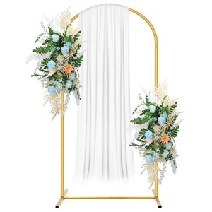 fogein wedding arch backdrop stand, 6 ft square metal arch backdrop stand for wedding ceremony photo booth, outdoor indoor birthday party, garden floral balloon arch decoration(gold)
