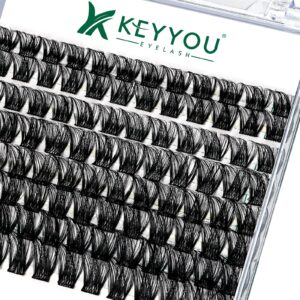 lash clusters,96 pcs cluster lashes d curl 10-18mix diy lash extensions eyelash clusters,keyyou volume wispy individual lashes soft&comfortable easy diy at home(y01,d-10-18mix)