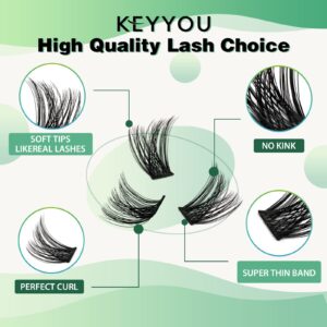 Lash Clusters,96 Pcs Cluster Lashes D Curl 10-18MIX DIY Lash Extensions Eyelash Clusters,KEYYOU Volume Wispy Individual Lashes Soft&Comfortable Easy DIY at Home(Y01,D-10-18MIX)