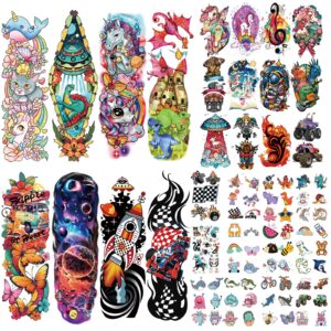 temporary tattoo for kids, 52 pcs fake tattoos temporary for boys girls, cute cat dinosaur unicorn animal body arm tattoos stickers, birthday party supplies gifts for 3 4 5 6 7 8 9 year old kids
