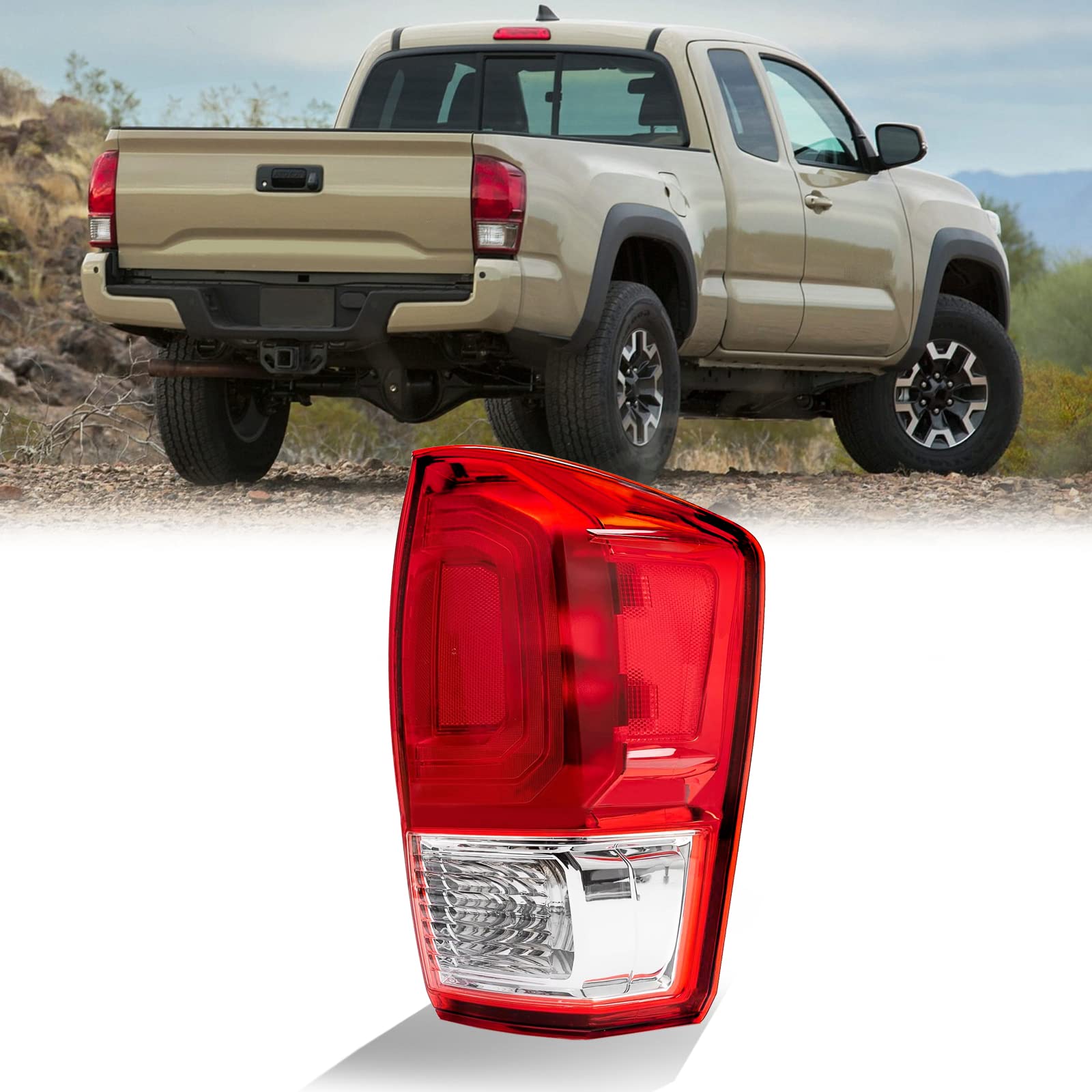 Tail Light Replacement Halogen Rear Lamp Fit For 2016-2023 Toyota Tacoma SR/SR5/Limited Left Driver Side without Bulbs