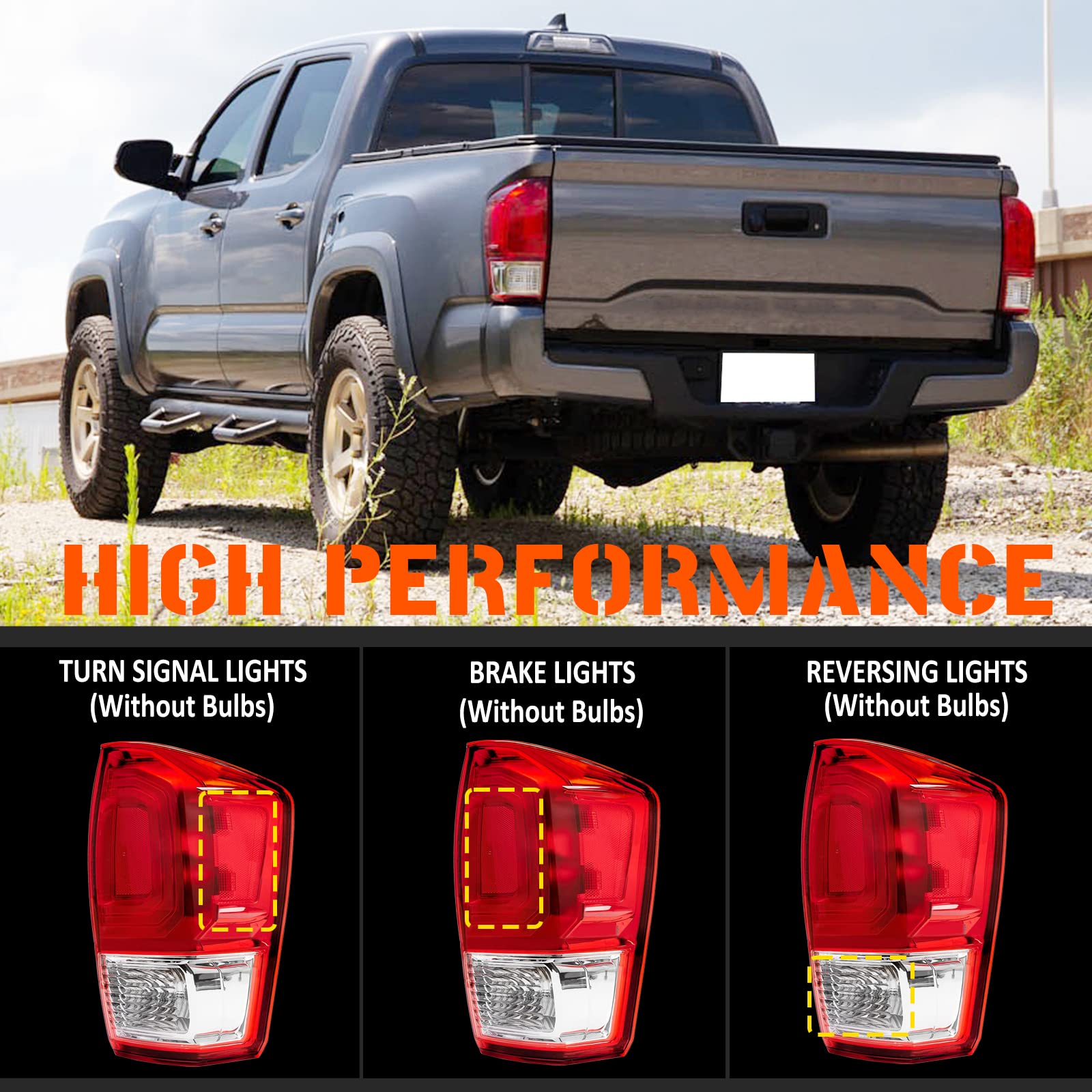 Tail Light Replacement Halogen Rear Lamp Fit For 2016-2023 Toyota Tacoma SR/SR5/Limited Left Driver Side without Bulbs