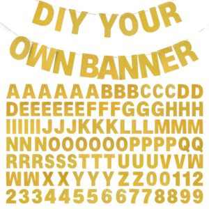 diy banner kit with letters glitter banner letters gold customizable birthday banners graduation banner custom party hanging banner for graduation wedding party baby shower decoration (gold)