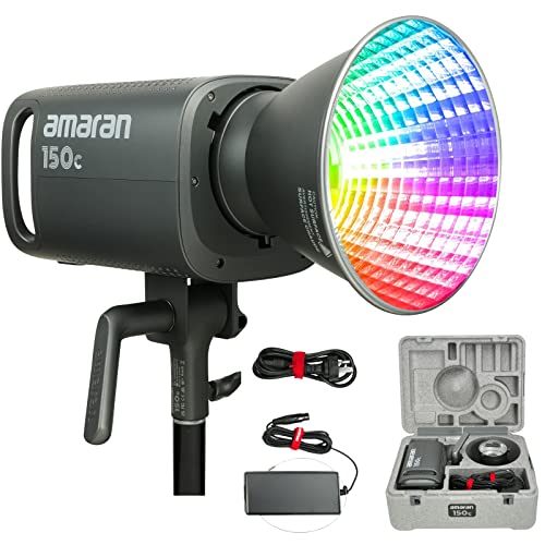 Aputure Amaran 150c COB Video Light,RGBWW 150W,2,500K to 7,500K CCT with G/M Adjustment,15,610 lux @ 1m with Hyper Reflector,APP Control