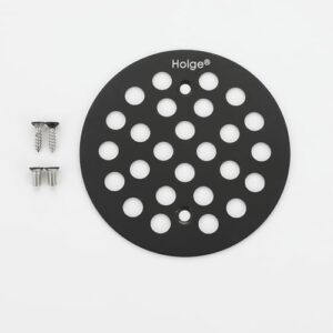 Holge 4-1/4 Inch Screw-in Round Shower Drain Cover Replacement Floor Drainer Grate with Screws Matte Black