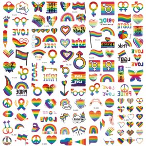 200+ pcs pride tattoos,gay pride tattoos, 20 sheets pride temporary tattoos, waterproof rainbow flag tattoo stickers for pride equality parades and celebrations