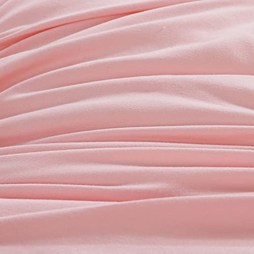 HOMBYS 4 Pieces Pink Princess Toddler Bedding Set for Girls Kids, Ultra Soft Blush Pinch Pleat Comforter Set with Ruffles for All Season