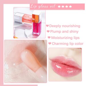 2 Colors Hydrating Plumping Lip Glow Oil,Moisturizing Lip Oil Gloss Transparent Glossy Lip Gloss Primer Lip Tint for Lip Care and Dry Lip by Aaiffey (012#+015#)