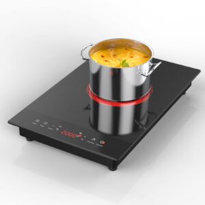 electric cooktop 12 inch 110v, anhane single burner electric hot plates 2000w built-in and countertop infrared burner, suitable for all cookware,with plug