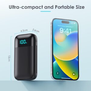 Portable Charger with Built in Cables, Ultra-Compact 13800mAh PD Fast Charging USB C Power Bank, 4 Output LCD Display Battery Pack Compatible with iPhone 15/14/13/12/11 Series, Samsung Android Phones