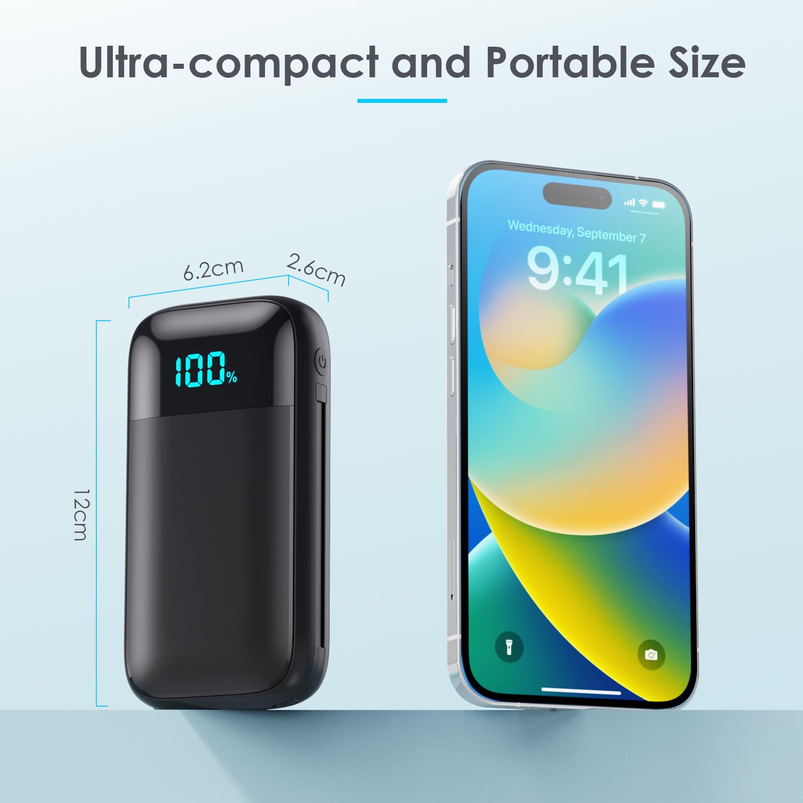 Portable Charger with Built in Cables, Ultra-Compact 13800mAh PD Fast Charging USB C Power Bank, 4 Output LCD Display Battery Pack Compatible with iPhone 15/14/13/12/11 Series, Samsung Android Phones