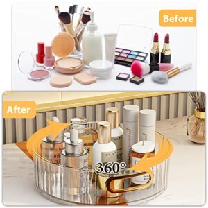 AOEUUTGG Large Capacity Makeup Brush Holder Turntable Organizer for Cabinet 360° Rotating Makeup Organizer, Multi-Purpose Desktop Stationary Organizer, Home Office Art Supply Storage Box（White）