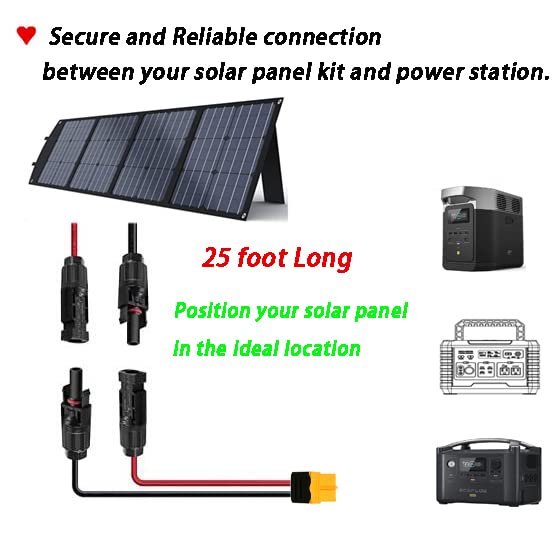 Magiktech 12AWG 25FT Solar to XT60 Cable,Solar Charge Cable with XT60 Female Adapter for Power Stations Solar Generators