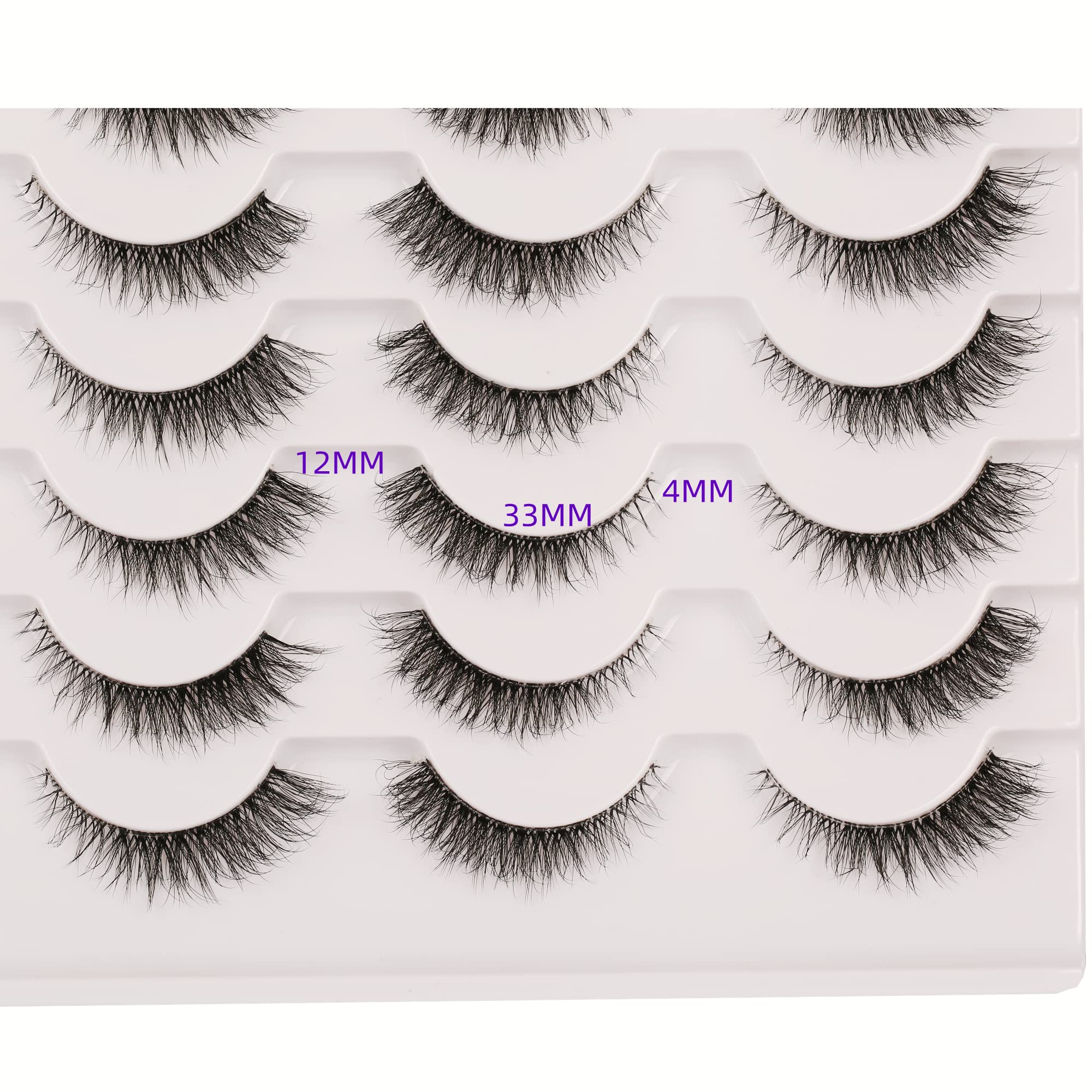 Gmagictobo False Eyelashes Natural Short Clear Band Cat Eye Lashes Light 3D Faux Mink Eyelashes Wispy Fake Eye Lashes Pack 14 Pairs