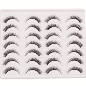 Gmagictobo False Eyelashes Natural Short Clear Band Cat Eye Lashes Light 3D Faux Mink Eyelashes Wispy Fake Eye Lashes Pack 14 Pairs