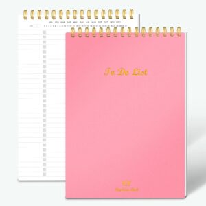 regolden-book to do list notepad spiral planner, daily task tracker with wide lined notebooks (pink, 2 pack)