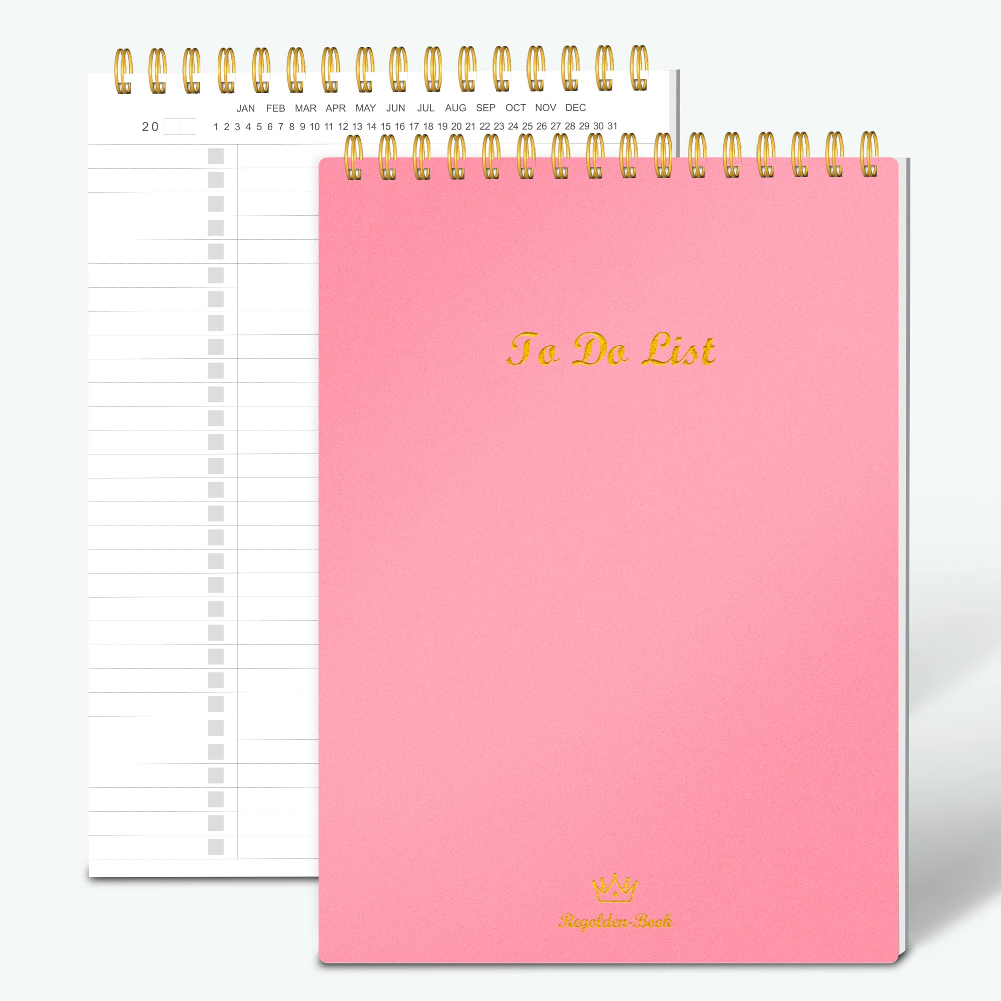 Regolden-Book To Do List Notepad Spiral Planner, Daily Task Tracker with Wide Lined Notebooks (Pink, 2 Pack)