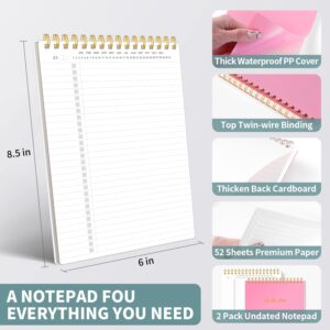 Regolden-Book To Do List Notepad Spiral Planner, Daily Task Tracker with Wide Lined Notebooks (Pink, 2 Pack)