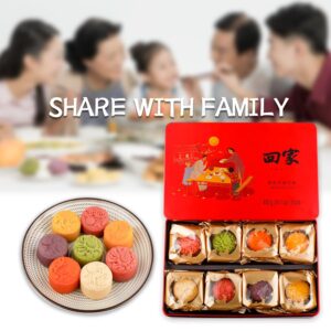 ONETANG Assorted Lava Mooncakes, 流心月饼, 8种口味, Mid-Autumn Festival Mix Lave Cakes, 2023 Freshly Baked, Mid-Autumn Festival, Family Gifts, Hui Jia 回家, 14.1oz (400 g)