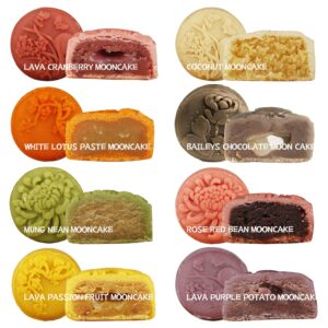 ONETANG Assorted Lava Mooncakes, 流心月饼, 8种口味, Mid-Autumn Festival Mix Lave Cakes, 2023 Freshly Baked, Mid-Autumn Festival, Family Gifts, Hui Jia 回家, 14.1oz (400 g)