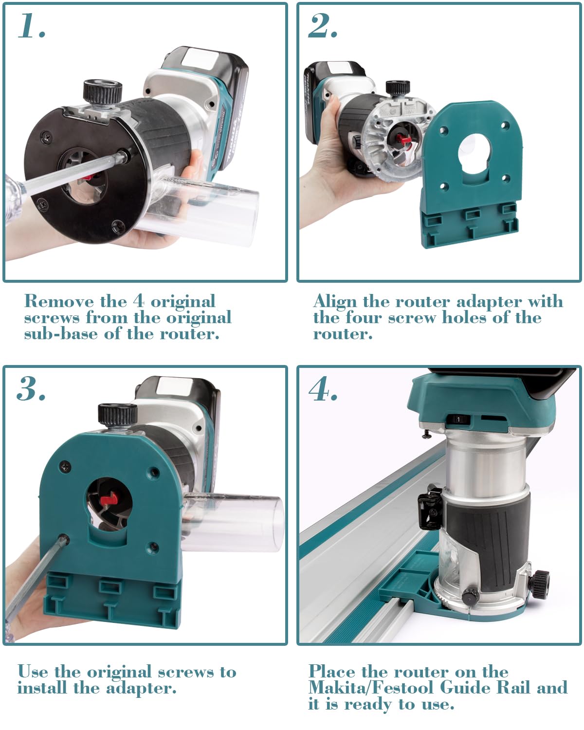 Track Saw Guide Rail Adapter for Makita/Festool Compatible with Router for Makita 18V RT0701C XTR01Z