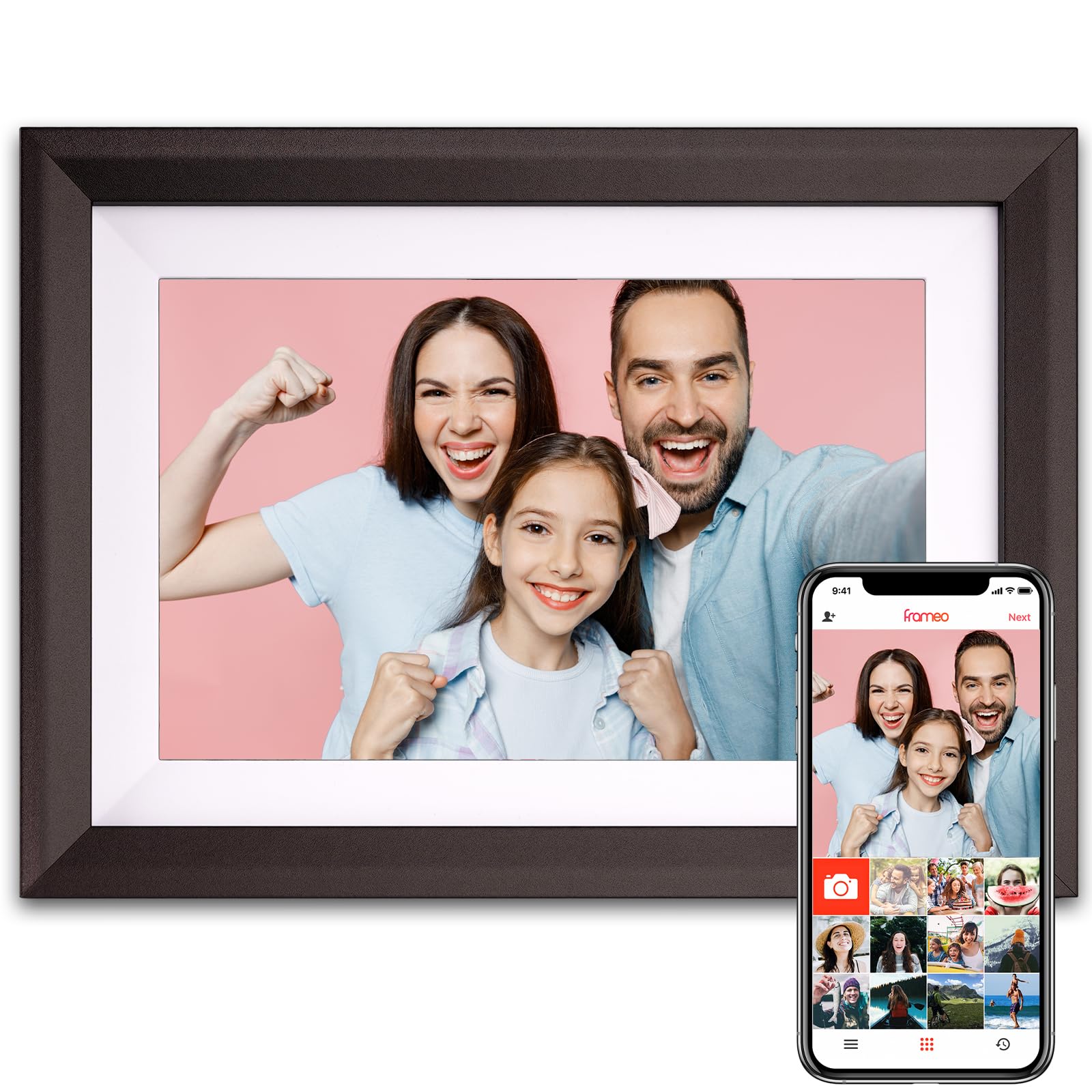 WiFi Digital Picture Frame 10.1 Inch Smart Digital Photo Frame with IPS Touch Screen HD Display, 16GB Storage Easy Setup to Share Photos or Videos Anywhere via Free Frameo APP (10.1 Inch Frame 3#)