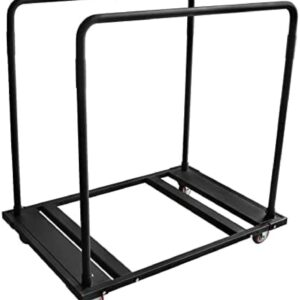 Table Cart Folding Cart Rack for 60" Round Heavy Duty Desk Trolley Black Push Cart with Mute Wheel 10 Table Capacity Fits for Hotel and Conference Center Use,45.3 X 45.3 X 29.1''