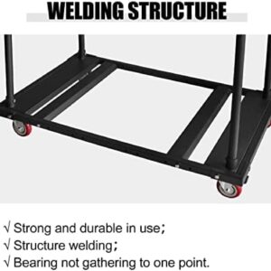 Table Cart Folding Cart Rack for 60" Round Heavy Duty Desk Trolley Black Push Cart with Mute Wheel 10 Table Capacity Fits for Hotel and Conference Center Use,45.3 X 45.3 X 29.1''