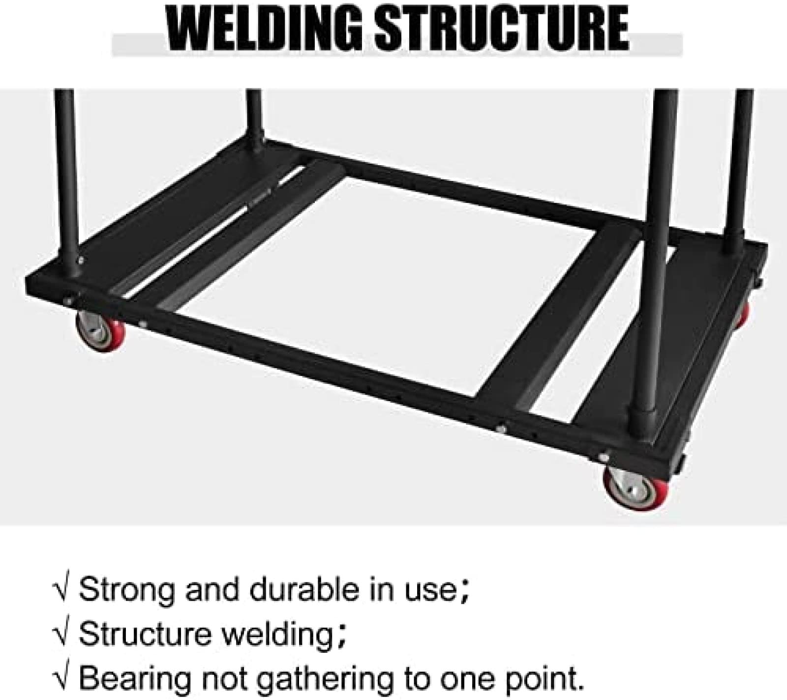 Table Cart Folding Cart Rack for 60" Round Heavy Duty Desk Trolley Black Push Cart with Mute Wheel 10 Table Capacity Fits for Hotel and Conference Center Use,45.3 X 45.3 X 29.1''