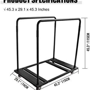 Table Cart Folding Cart Rack for 60" Round Heavy Duty Desk Trolley Black Push Cart with Mute Wheel 10 Table Capacity Fits for Hotel and Conference Center Use,45.3 X 45.3 X 29.1''