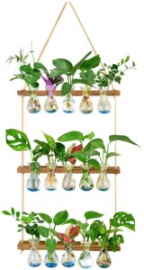 xxxflower wall hanging propagation station with wooden stand 5 bulb vase 3 tiered planters wall terrarium for home office plant hanger flower vases wall decor